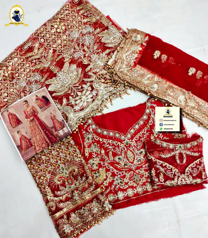 Anaya Red Bridal Collection UNSTITCH Net Maxi Dress AY-RNM22