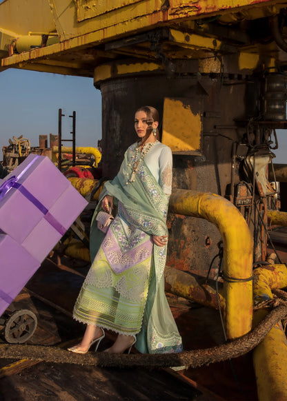 CRIMSON LAWN PISTAI CHICKENKARI | LUXURY PARTY WEAR COLLECTION | BY SHAEBIZ