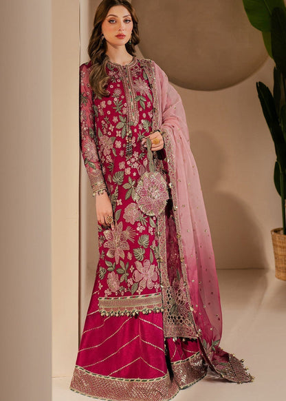 JAZMIN SANAM PINK 2026 LUXURY CHIFFON COLLECTION| UNSTITCHED 3 PCS|TOP PAKISTANI DRESS BY SHAEBIZ