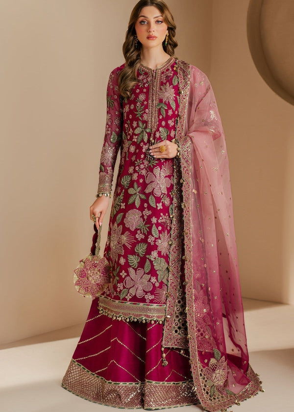 JAZMIN SANAM PINK LUXURY CHIFFON COLLECTION| UNSTITCHED 3 PCS|TOP PAKISTANI DRESS BY SHAEBIZ