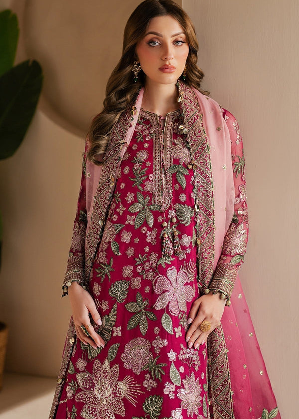 JAZMIN SANAM PINK LUXURY CHIFFON COLLECTION| UNSTITCHED 3 PCS|TOP PAKISTANI DRESS BY SHAEBIZ