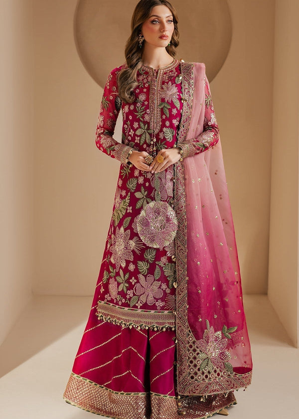 JAZMIN SANAM PINK LUXURY CHIFFON COLLECTION| UNSTITCHED 3 PCS|TOP PAKISTANI DRESS BY SHAEBIZ