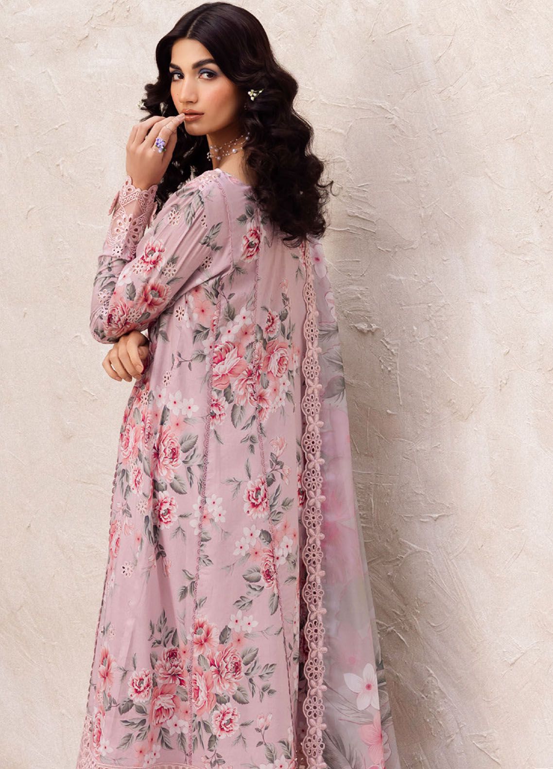 IZNIK DAHLIA TEA PINK DRESS | UNSTITCHED EMBROIDERED LAWN COLLECTION| TOP PAKISTANI DRESS BY SHAEBIZ