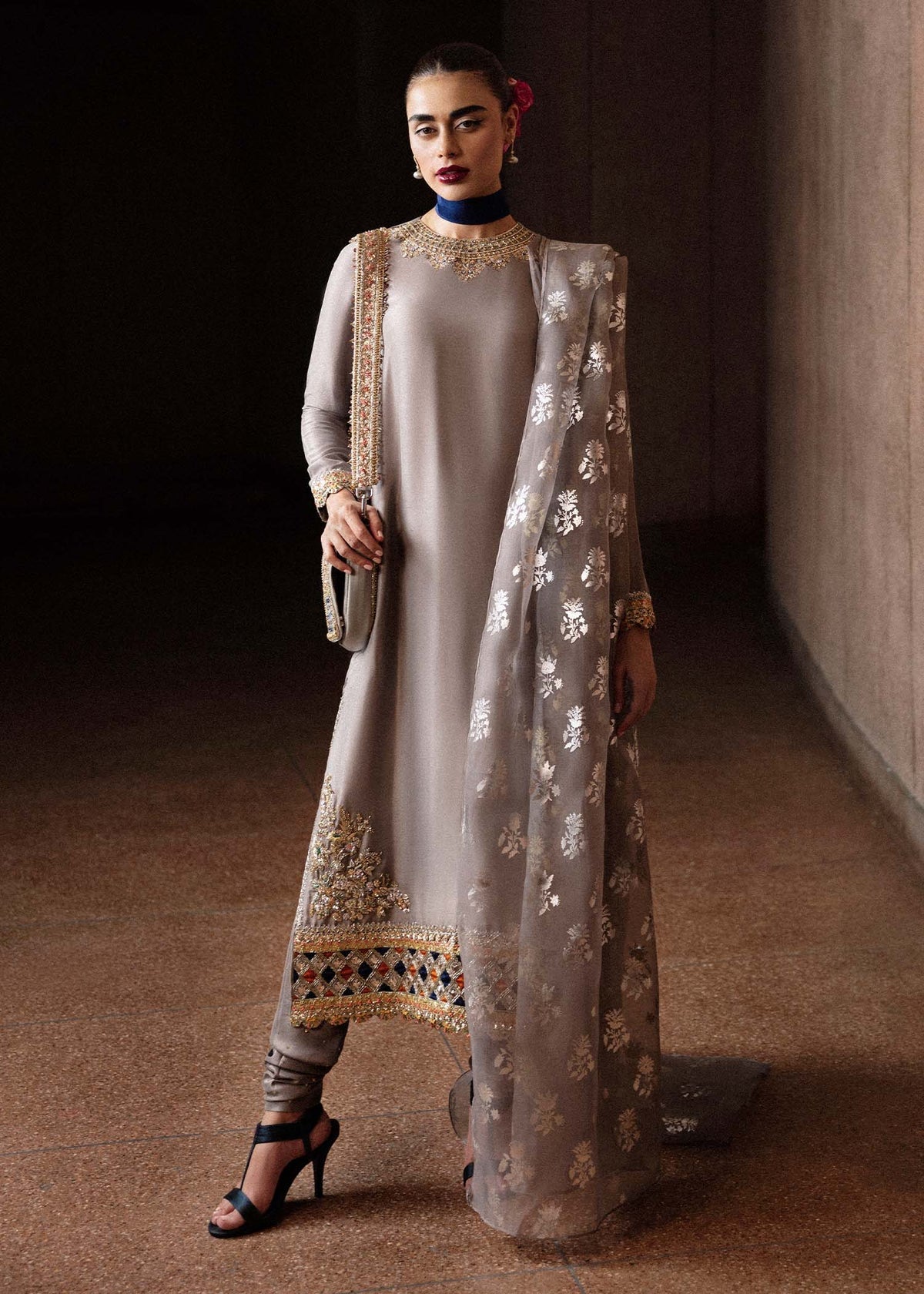 HUSSAIN REHAR RAW SILK | UNSTITCHED 3 PCS BY SHAEBIZ