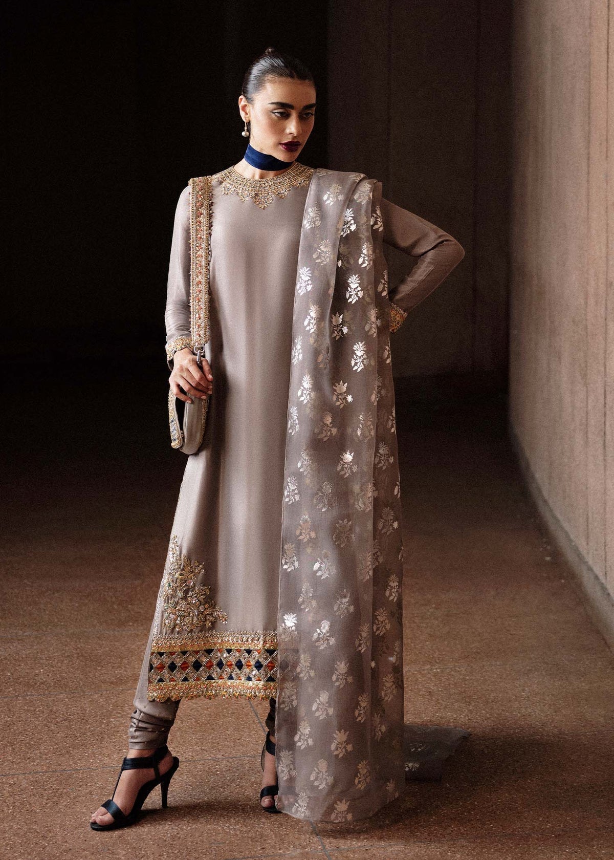 HUSSAIN REHAR RAW SILK | UNSTITCHED 3 PCS BY SHAEBIZ