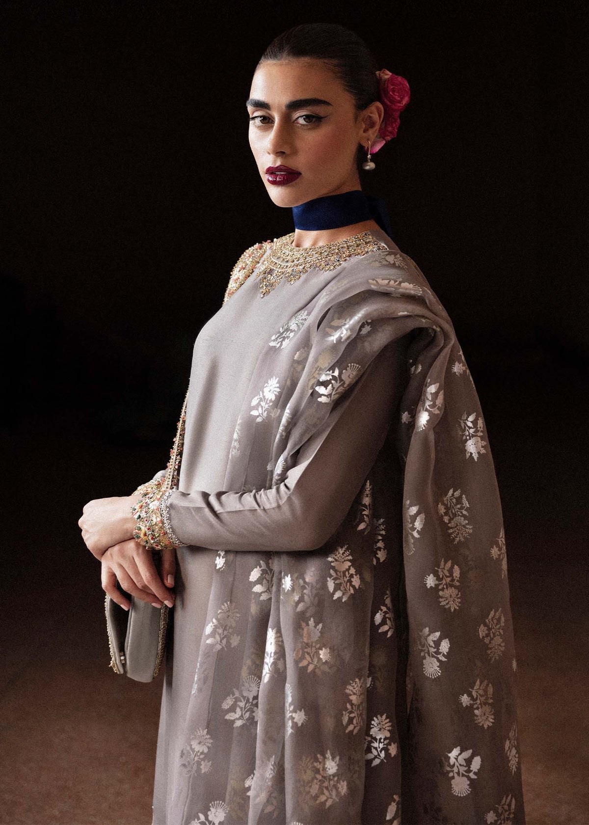 HUSSAIN REHAR RAW SILK | UNSTITCHED 3 PCS BY SHAEBIZ