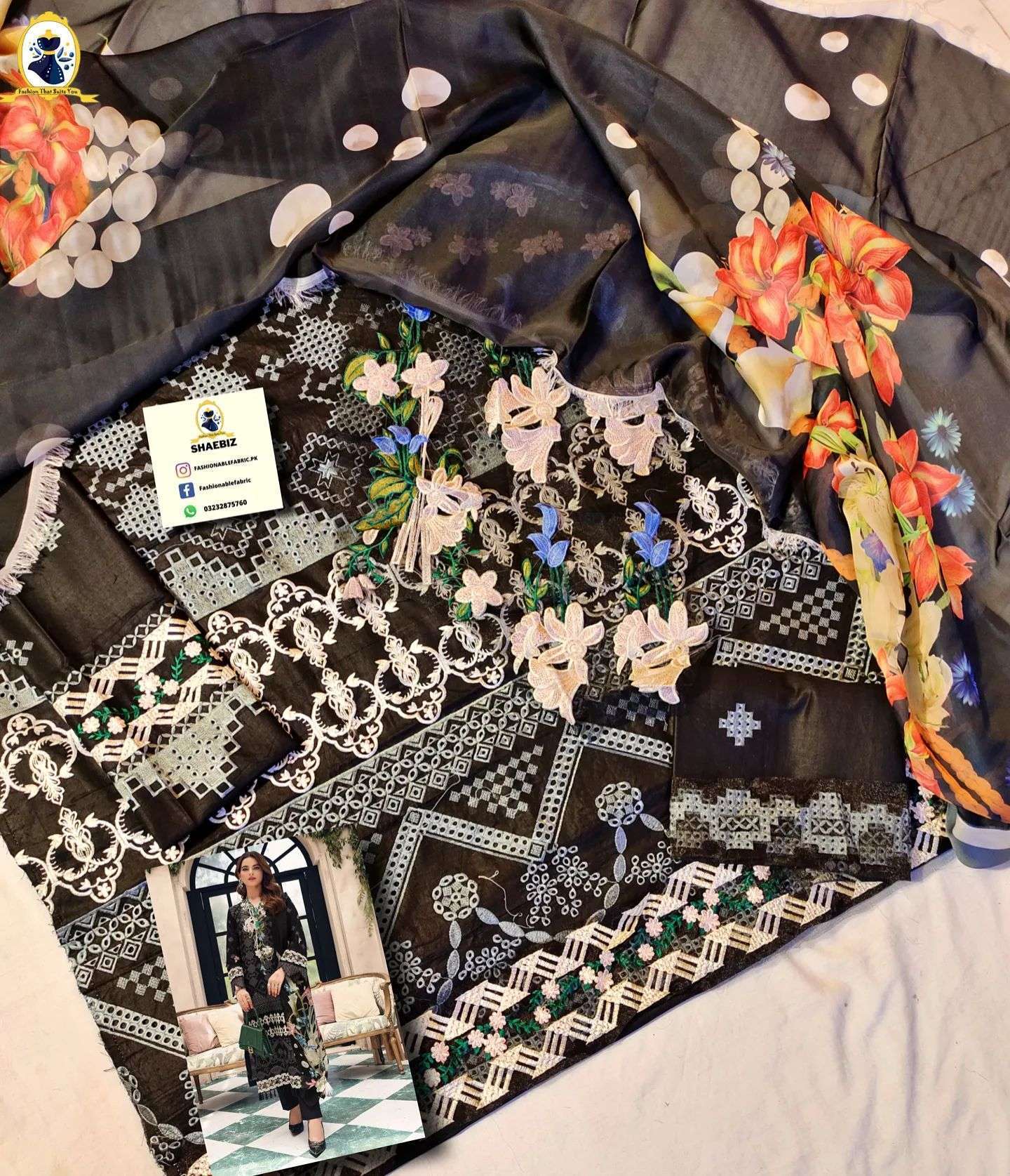 ELAF BLACK CHIKANKARI DRESS (EF-SL22)