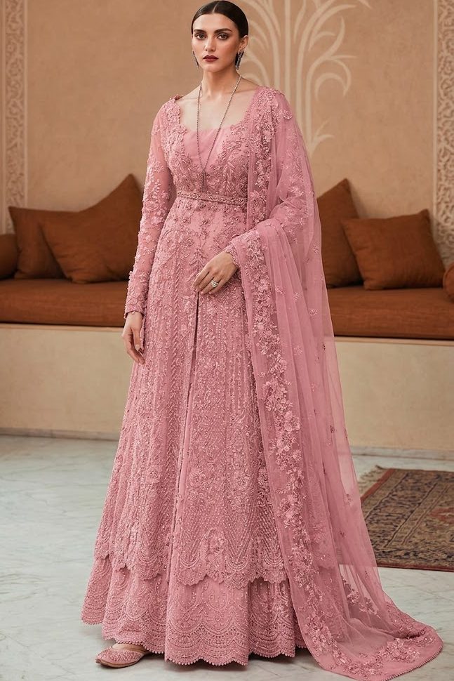 SORAYA LUXURY PINK ORGENZA DRESS | UNSTITCHED FORMAL WEAR BY SHAEBIZ