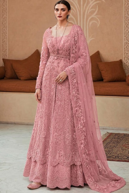 SORAYA LUXURY PINK ORGENZA DRESS | UNSTITCHED FORMAL WEAR BY SHAEBIZ