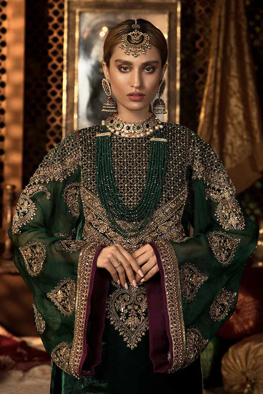 ANEELA'S RAIN GREEN LUXURY VELVET COLLECTION| WINTER COLLECTION 2015| TOP PAKISTANI DRESS BY SHAEBIZ