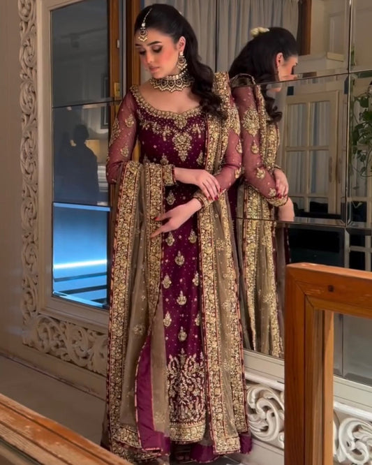 HARIS SHAKEEL LUXURY BRIDAL COLLECTION| UNSTITCHED 3 PCS BY SHAEBIZ