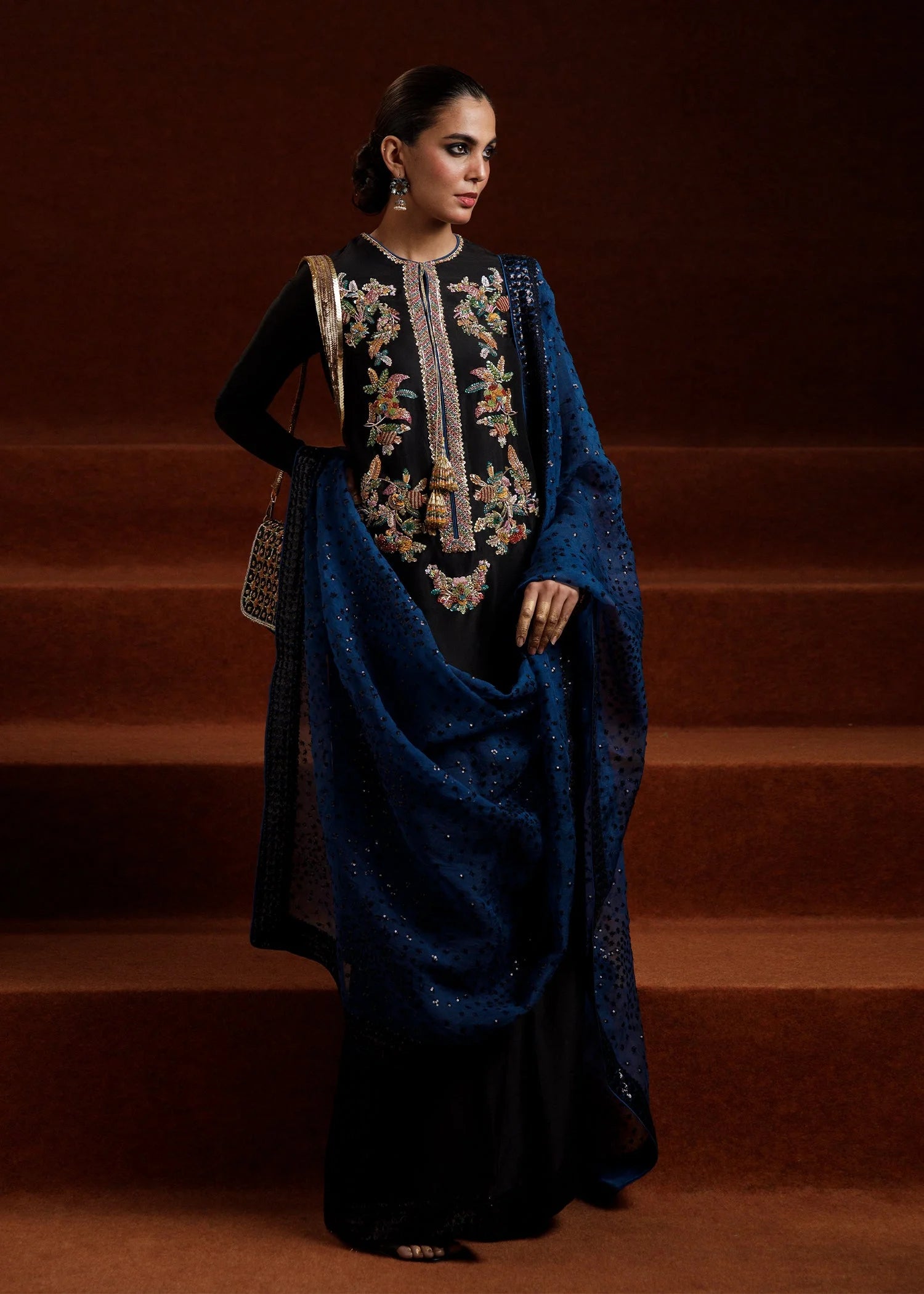 HUSSAIN REHAR MULTI SEQUENCE LUXURY RAW SILK COLLECTION| WINTER COLLECTION| TOP PAKISTANI DRESS BY SHAEBIZ