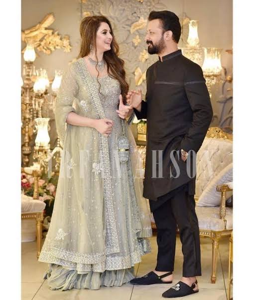 SHAEBIZ PRESENTING SARA ATIF ASLAM LUXURY GREY NET DRESS | UNSTITCHED 3 PCS| TOP PAKISTANI DRESS BY SHAEBIZ