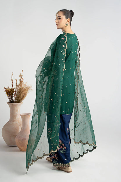 MARIA B 2026 GREEN LUXURY RAW SILK COLLECTION| UNSTITCHED 3 PCS| TOP PAKISTANI DRESS BY SHAEBIZ