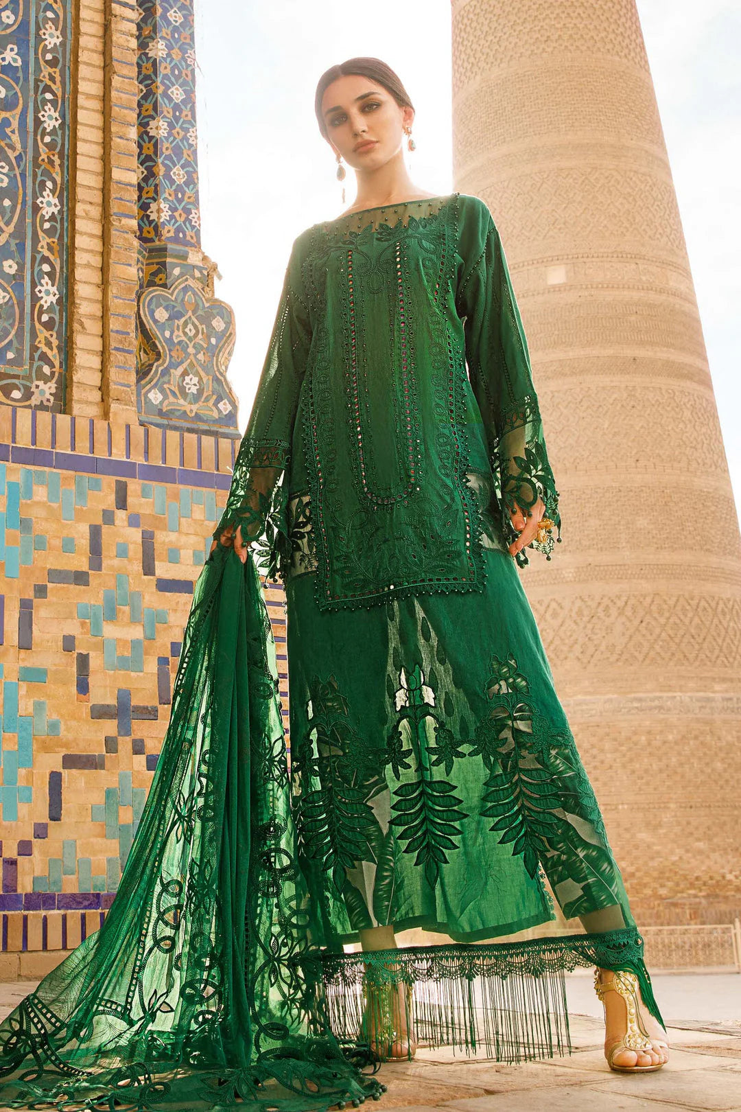 MARAI B | GREEN VOYAGE A LUXE LAWN | EID COLLECTION | UNSTITCHED EMBROIDERED 3 PIECE