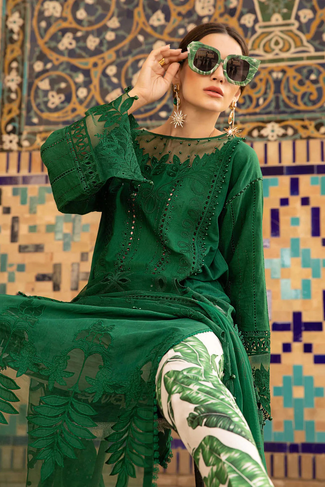 MARAI B | GREEN VOYAGE A LUXE LAWN | EID COLLECTION | UNSTITCHED EMBROIDERED 3 PIECE