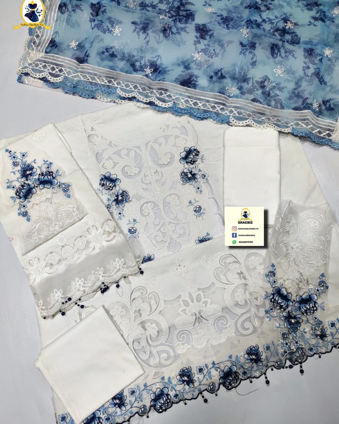 MARIA B | LASER CUT EMBROIDEY | UNSTITCH FORMAL WEAR COLLECTION | BY SHAEBIZ