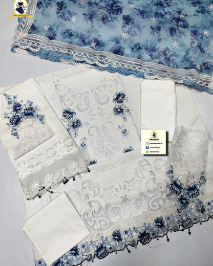 MARIA B | LASER CUT EMBROIDEY | UNSTITCH FORMAL WEAR COLLECTION | BY SHAEBIZ