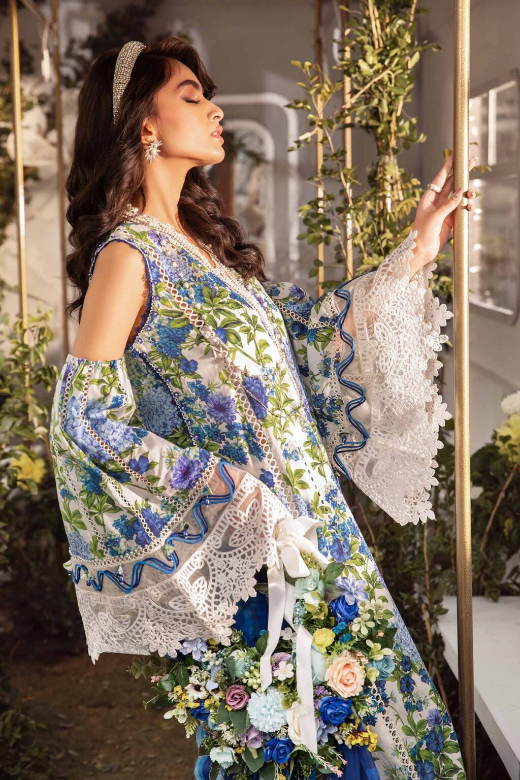 MARIA B LATEST LAWN SUMMER 2024 EID COLLECTION TOP PAKISTANI DRESS BY SHAEBIZ