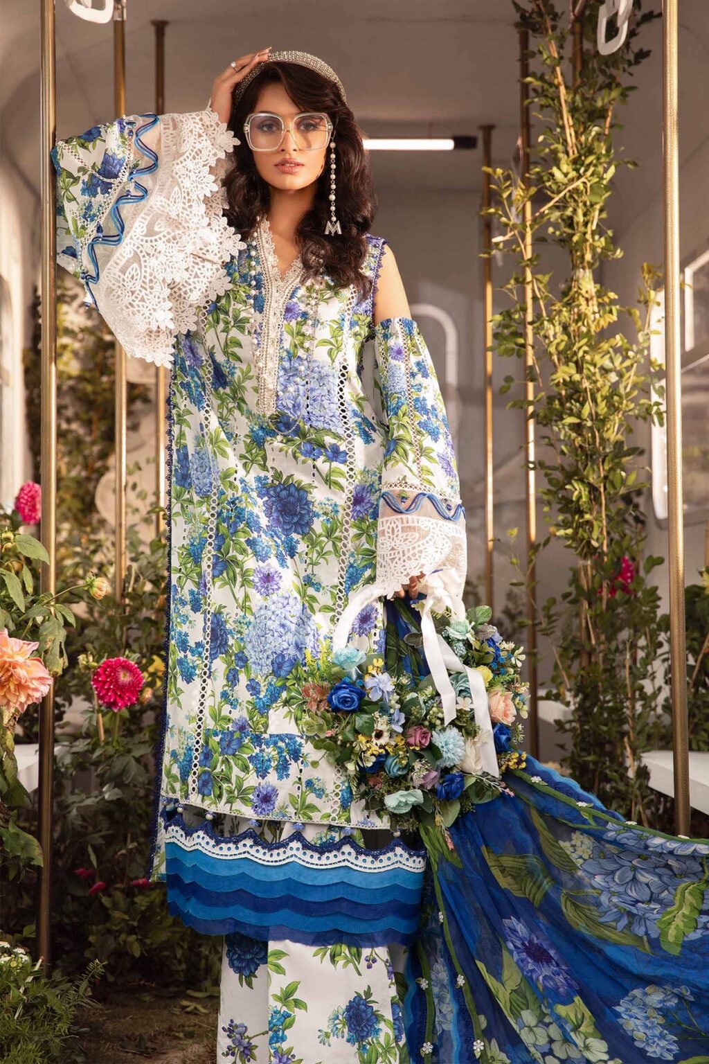 MARIA B LATEST LAWN SUMMER 2024 EID COLLECTION TOP PAKISTANI DRESS BY SHAEBIZ