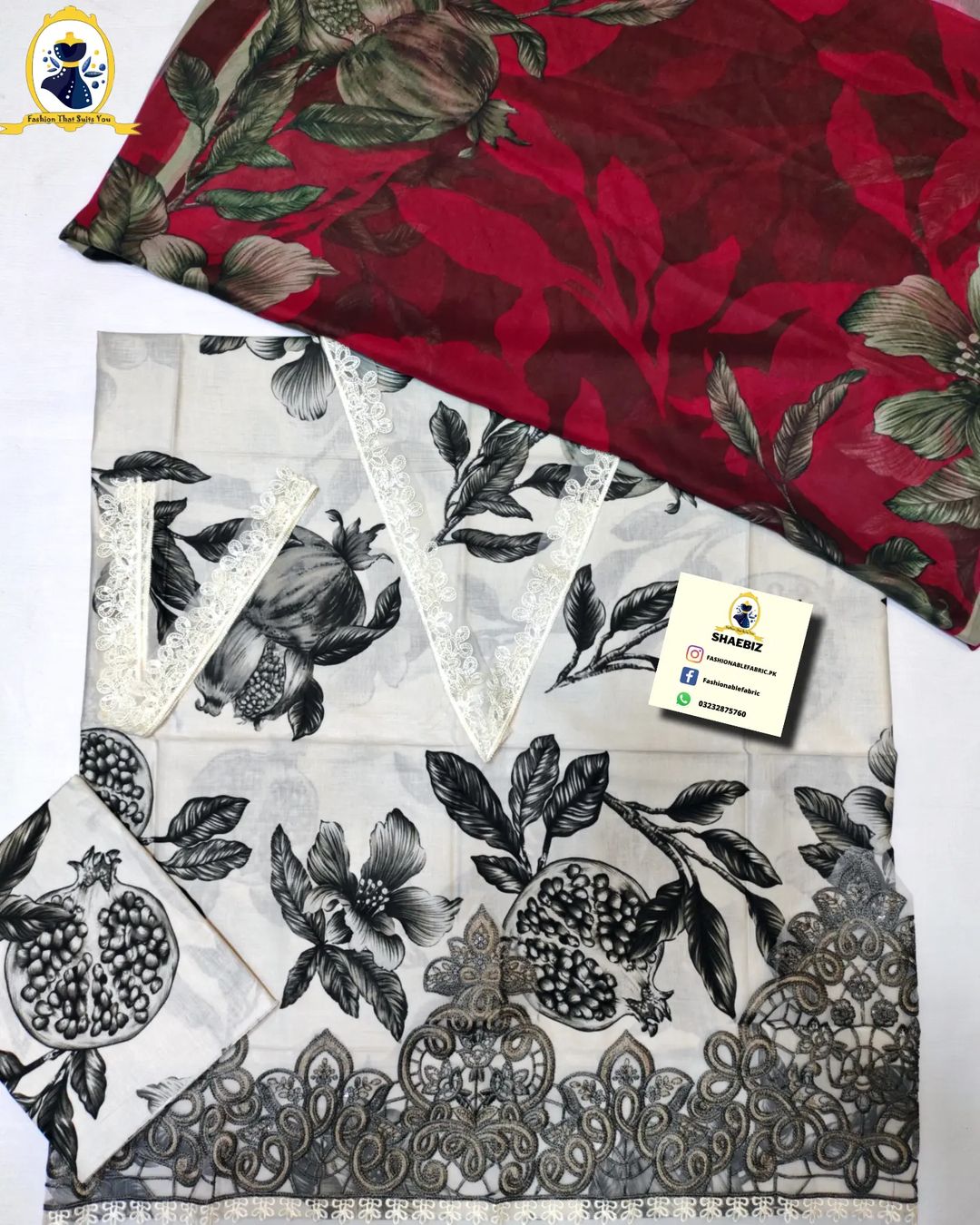 MARIA B ANAR M.PRINT LAWN | UNSTITCH FORMAL WEAR COLLECTION | BY SHAEBIZ