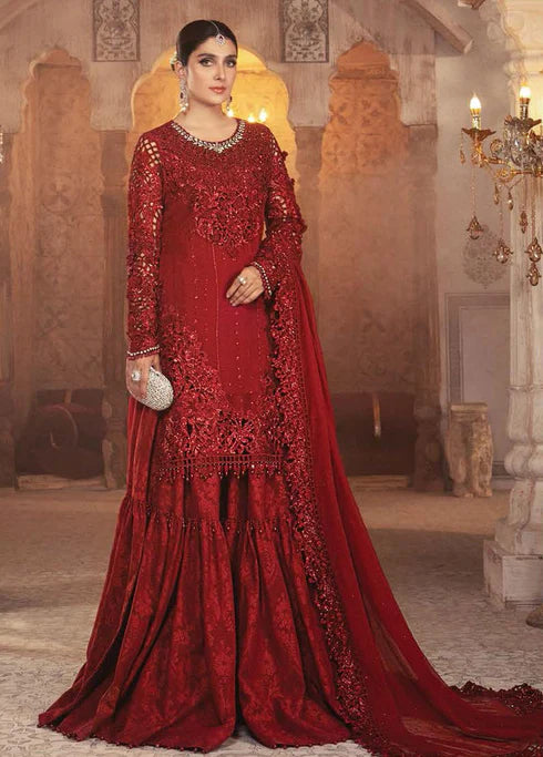 Maria b red gharara wearing by ayega khan