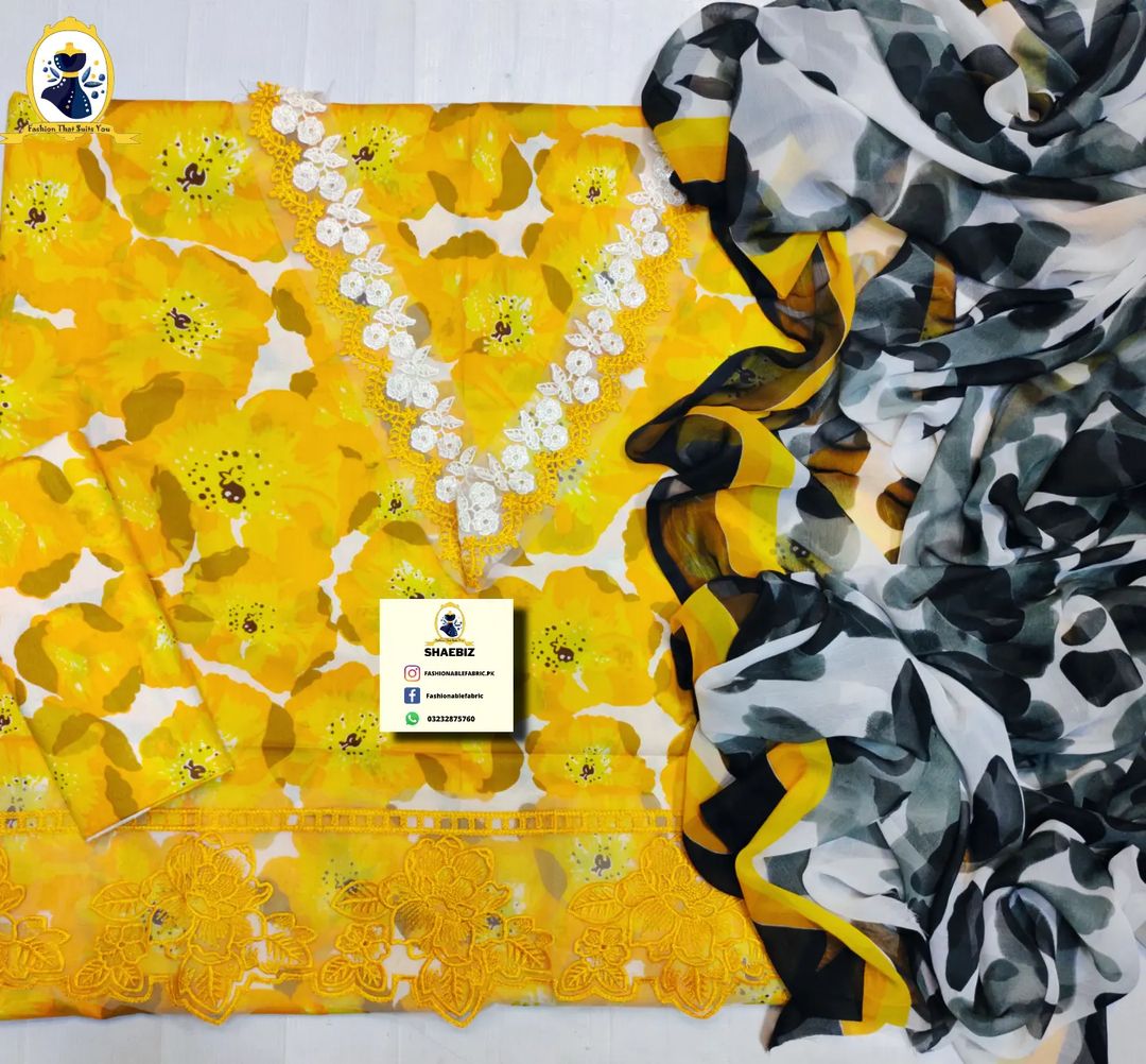 Maria b summer 2024 Mprint Lawn Orange Flower | Unstitch Top Pakistani Dress | By Shaebiz