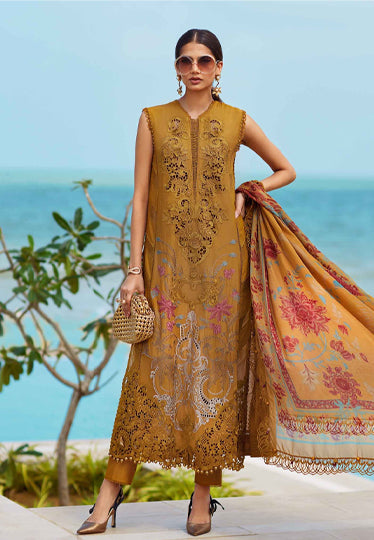 MARIA B MUSTARD MUSE EMBROIDERED LAWN COLLECTION| SUMMER COLLECTION| TOP PAKISTANI DRESS BY SHAEBIZ
