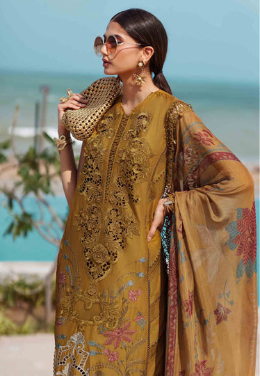 MARIA B MUSTARD MUSE EMBROIDERED LAWN COLLECTION| SUMMER COLLECTION| TOP PAKISTANI DRESS BY SHAEBIZ