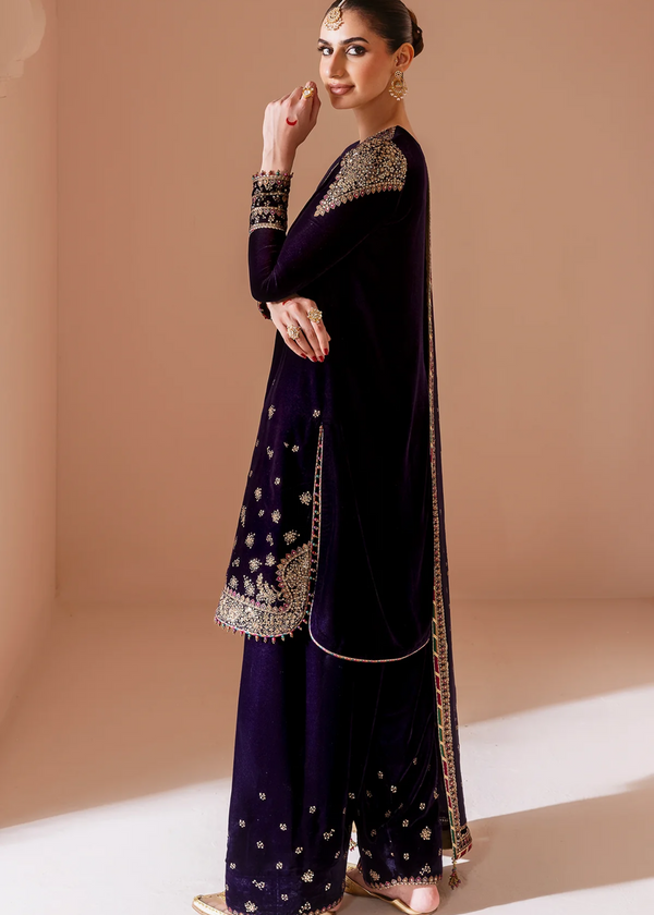 JAZMIN NAVY BLUE LUXURY VELVET COLLECTION| WINTER COLLECTION| TOP PAKISTANI DRESS BY SHAEBIZ