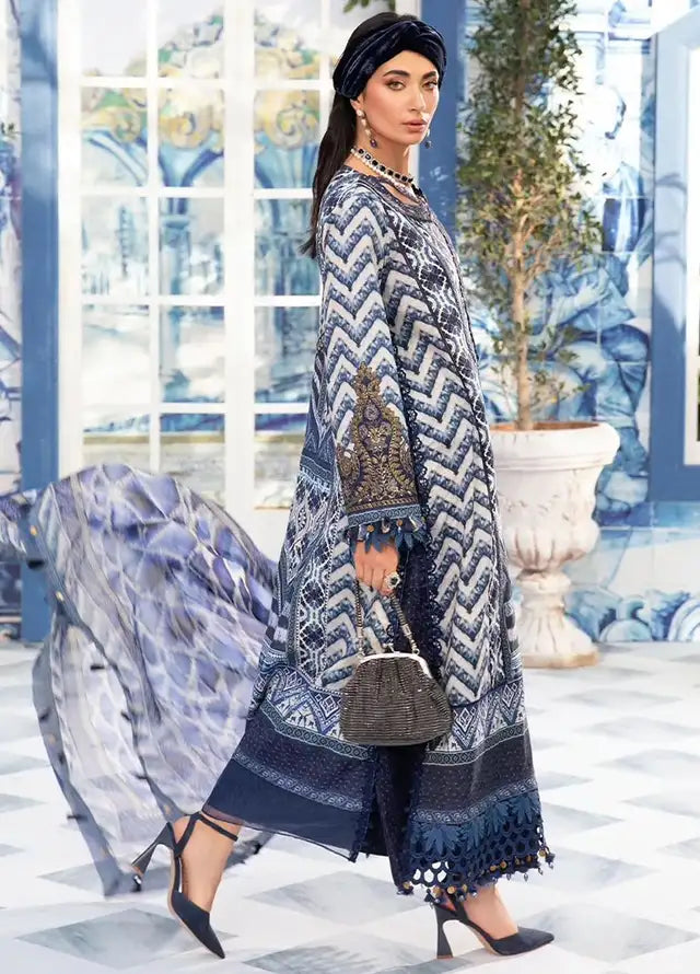 MARIA B BLUE MPRINT LAWN COLLECTION|TOP PAKISTANI DRESS BY SHAEBIZ