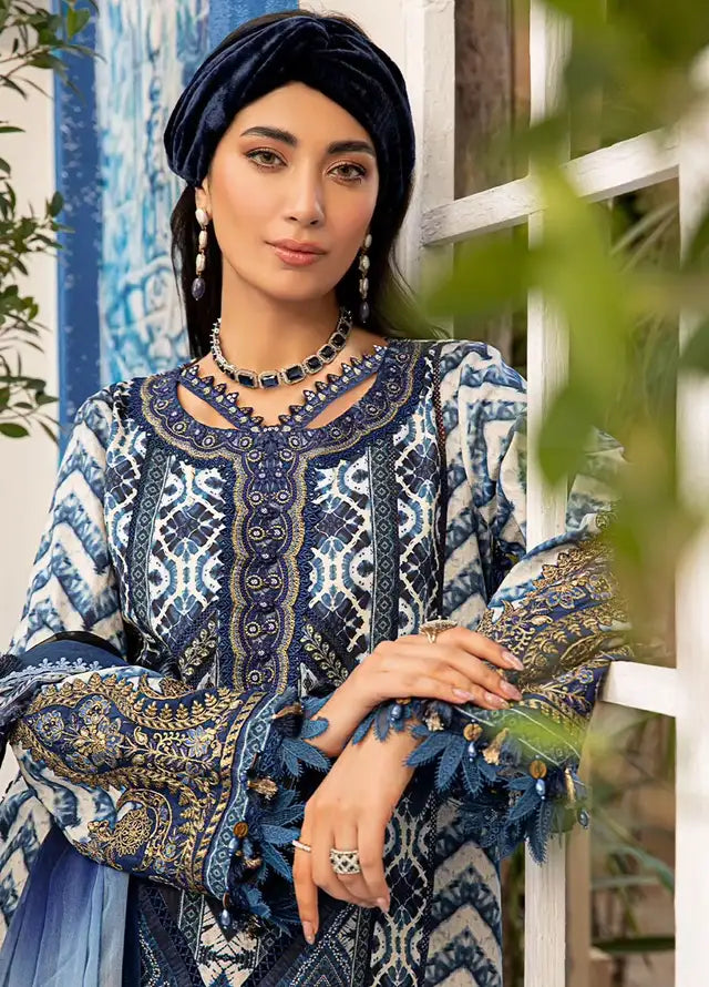 MARIA B BLUE MPRINT LAWN COLLECTION|TOP PAKISTANI DRESS BY SHAEBIZ