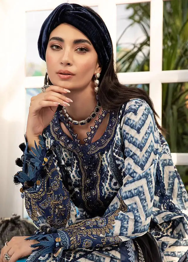 MARIA B BLUE MPRINT LAWN COLLECTION|TOP PAKISTANI DRESS BY SHAEBIZ