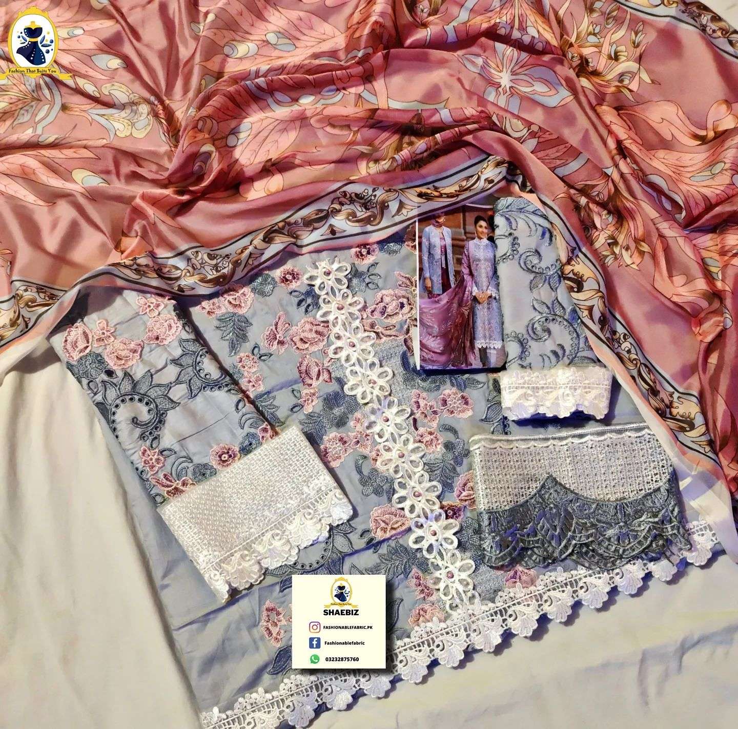 MUSHQ LAWN CHIKAN KARI DRESS (ML-S22)