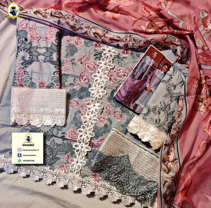 MUSHQ LAWN CHIKAN KARI DRESS (ML-S22)