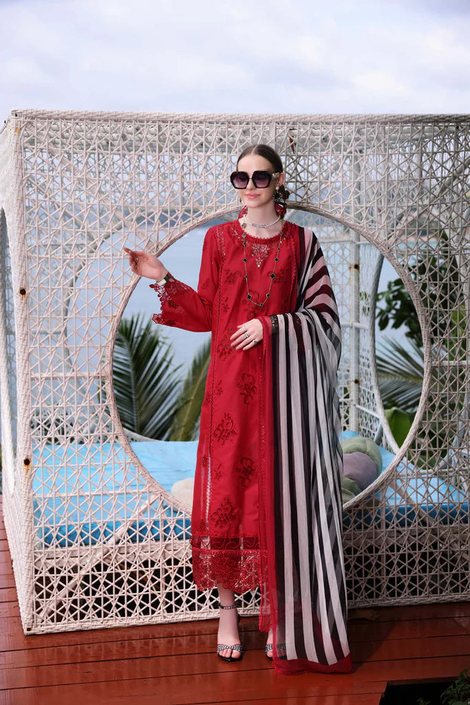 NOOR RED FORMAL CHIKANKARI COLLECTION | TOP PAKISTANI DRESS BY SHAEBIZ