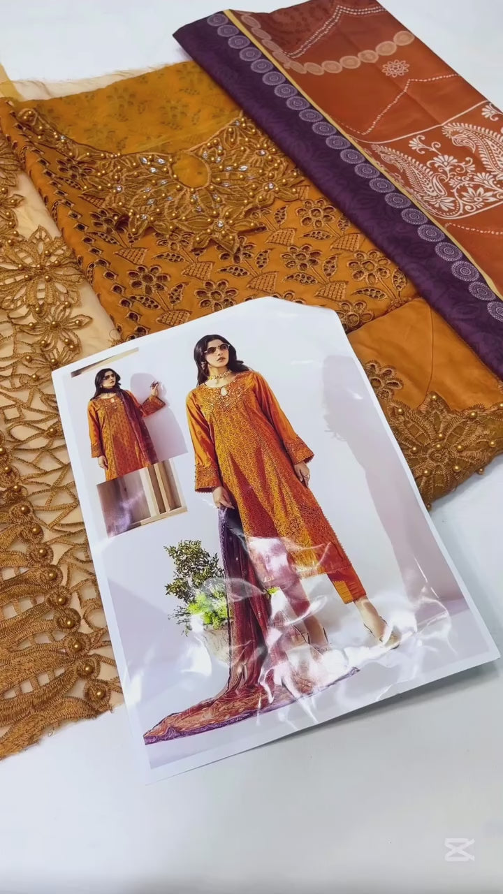 ADAN LIBAS LUXURY LAWN COLLECTION| RUST CHICKEN KARI| TOP PAKISTANI DRESS BY SHAEBIZ