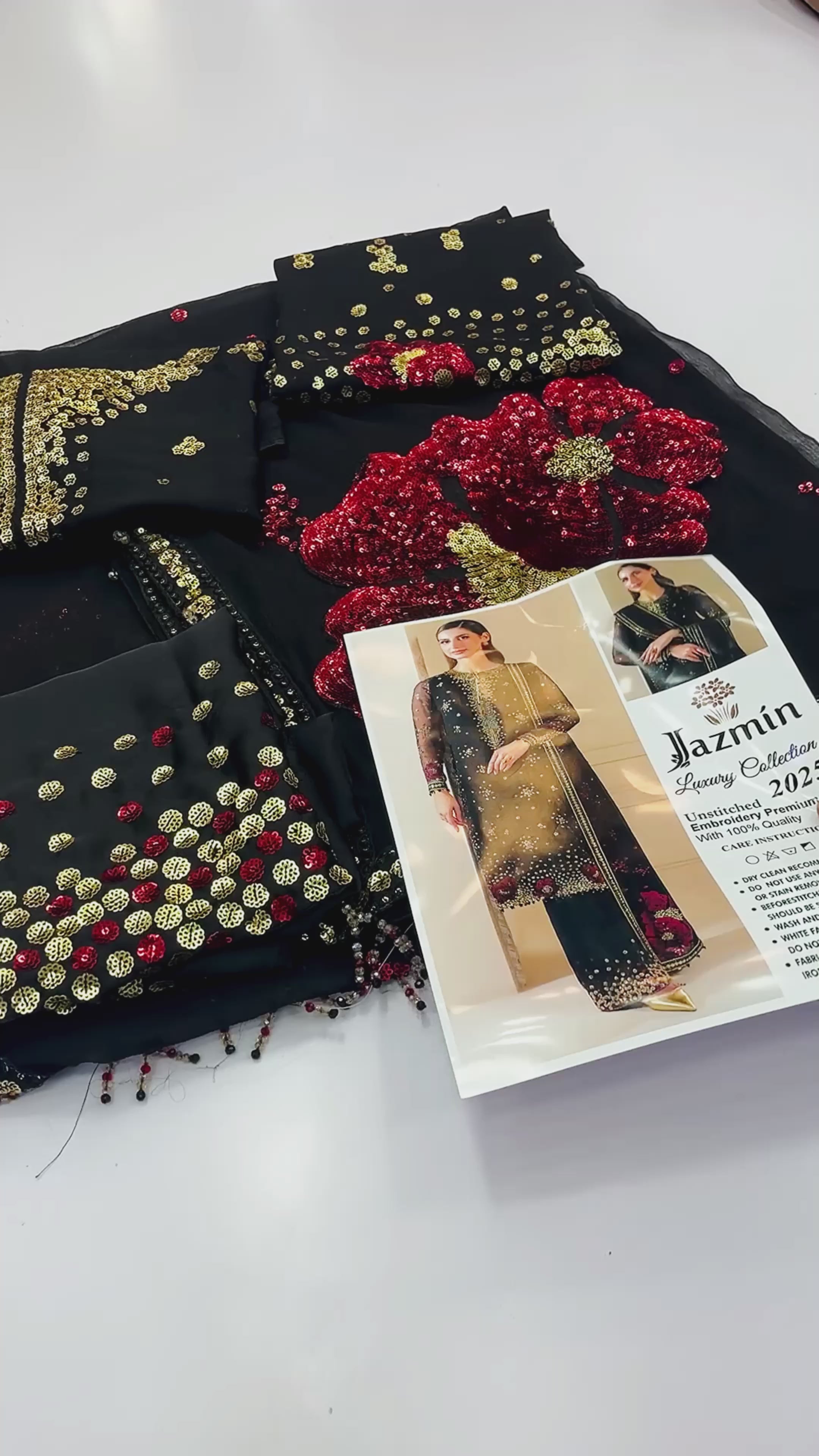 Jazmin Black Chiffon | Luxury Party Wear Collection| Top Pakistani Dress By Shaebiz