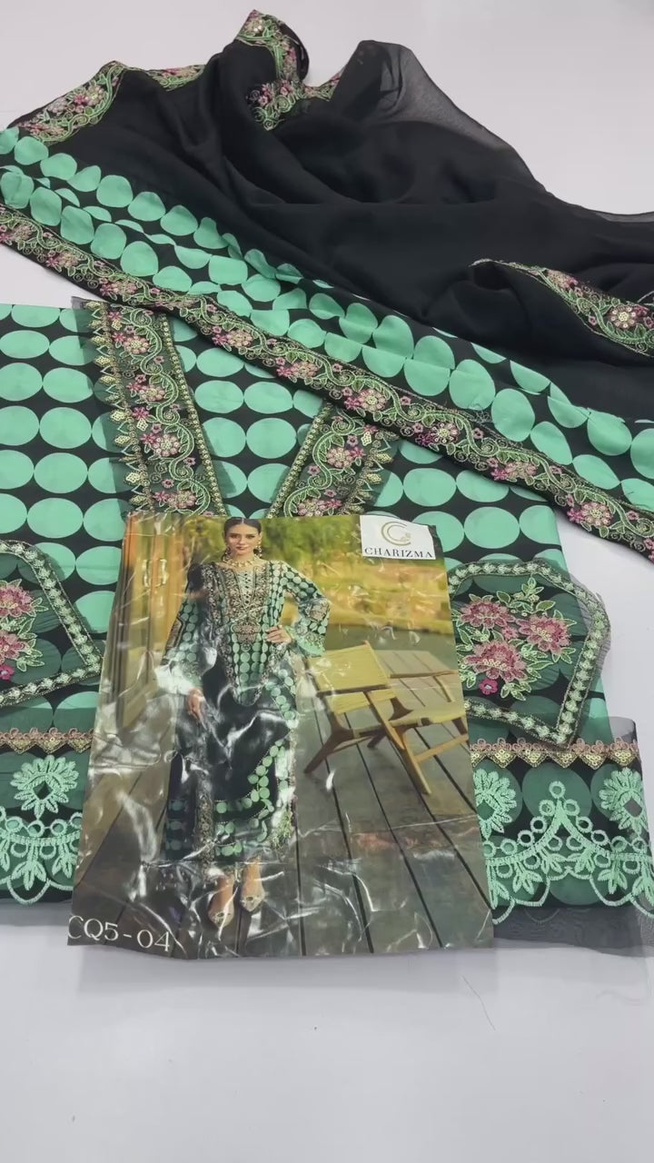 CHARIZMA MINT BREEZE LATEST LAWN COLLECTION| UNSTITCHED 3 PCS | TOP PAKISTANI DRESS BY SHAEBIZ