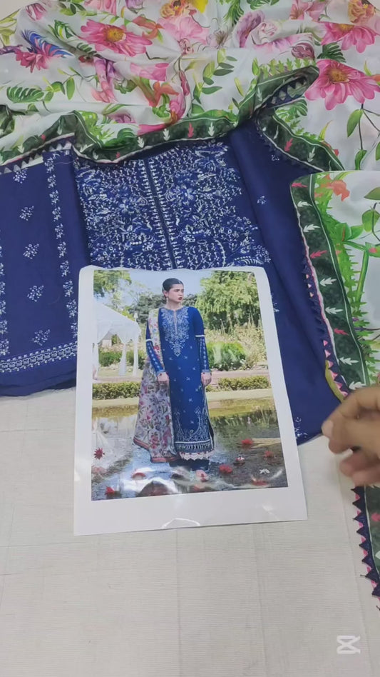 HUSSAIN REHAR DHANAK EMBROIDERED LAWN COLLECTION| UNSTITCHED EID COLLECTION 2025| TOP PAKISTANI DRESS BY SHAEBIZ