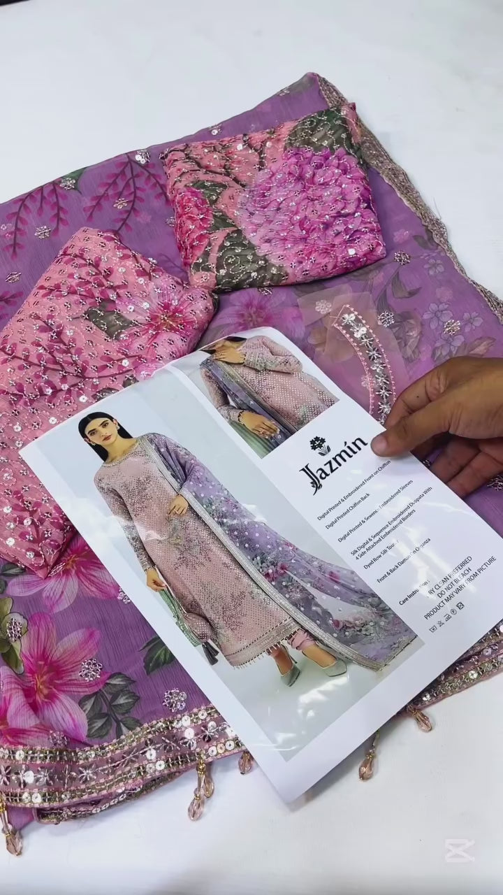 JAZMIN SEQUENCE PINK CHIFFON PARTY WEAR|PEARL PINK | TOO PAKISTANI DRESS BY SHAEBIZ