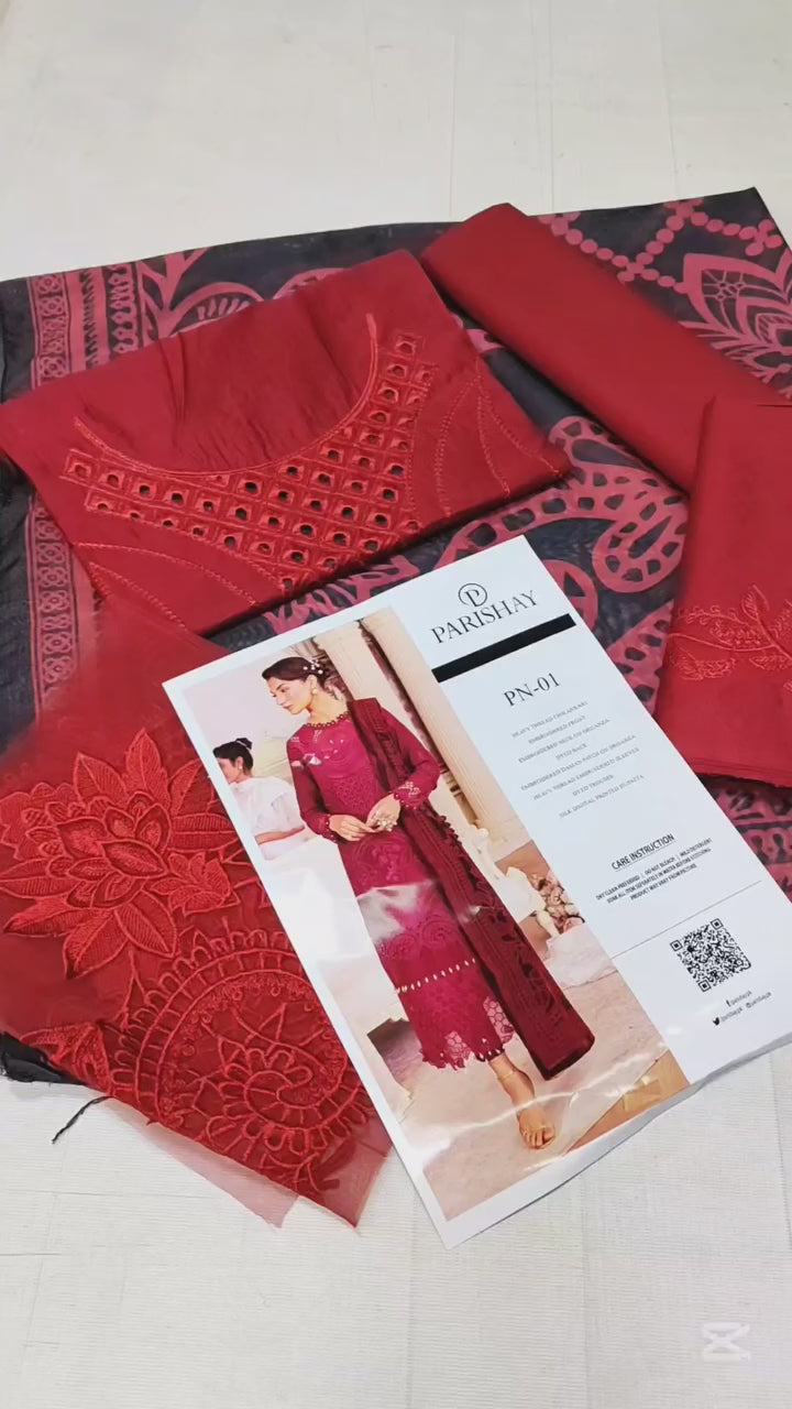 PARISHAY LUXURY LAWN COLLECTION| 3 PCS COLLECTION| TOP PAKISTANI DRESS BY SHAEBIZ