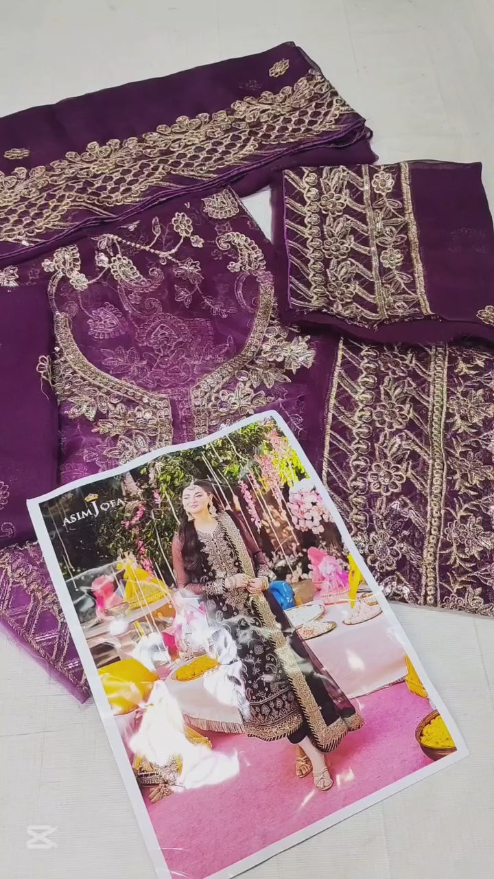 ASIM JOFA CHIFFON PARTY WEAR COLLECTION| UNSTITCHED 3 PCS BY SHAEBIZ