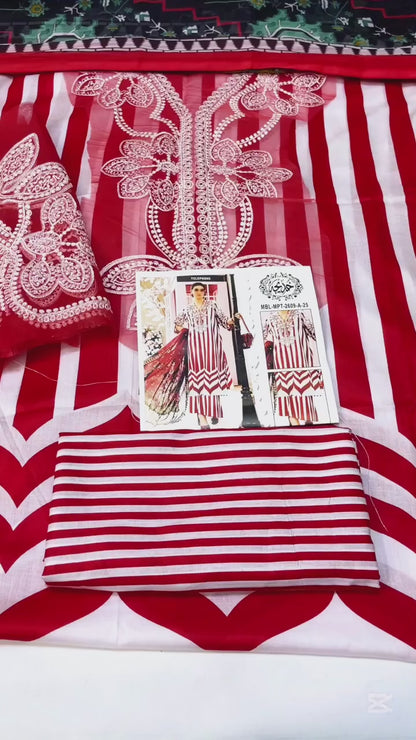 MARIA B RED RUBY MPRINT PARTY WEAR COLLECTION|TOP PAKISTANI DRESS BY SHAEBIZ