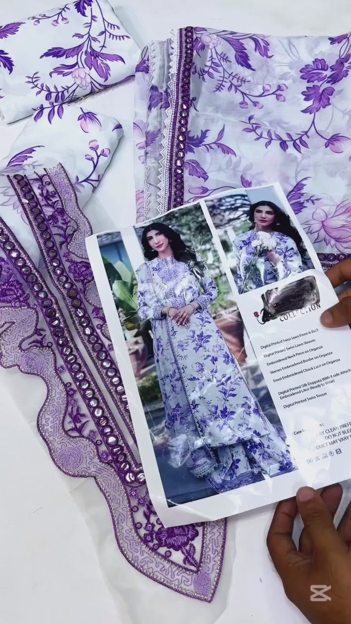 ANEELA'S WHITE PRINTED  SWISS LAWN COLLECTION| LATEST COLLECTION OF 2025| TOP PAKISTANI DRESS BY SHAEBIZ