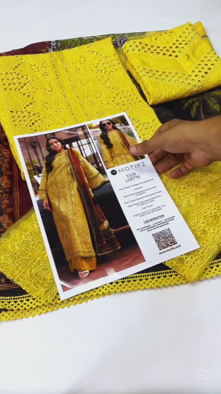 MOTIFZ UNSTITCHED 3 PIECE | EMBROIDERED LAWN COLLECTION BY SHAEBIZ