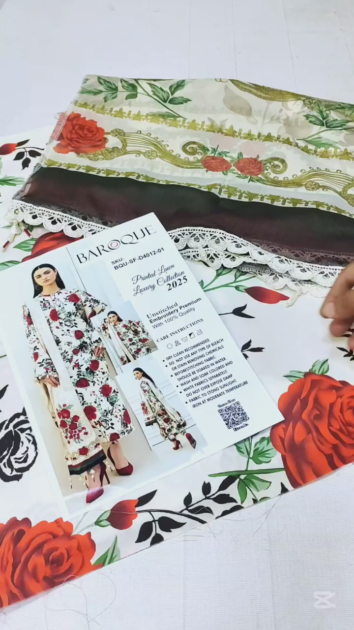 BAROQUE LATEST DIGITAL PRINTED LAWN COLLECTION| UNSTITCHED EID COLLECTION| TOP PAKISTANI DRESS BY SHAEBIZ
