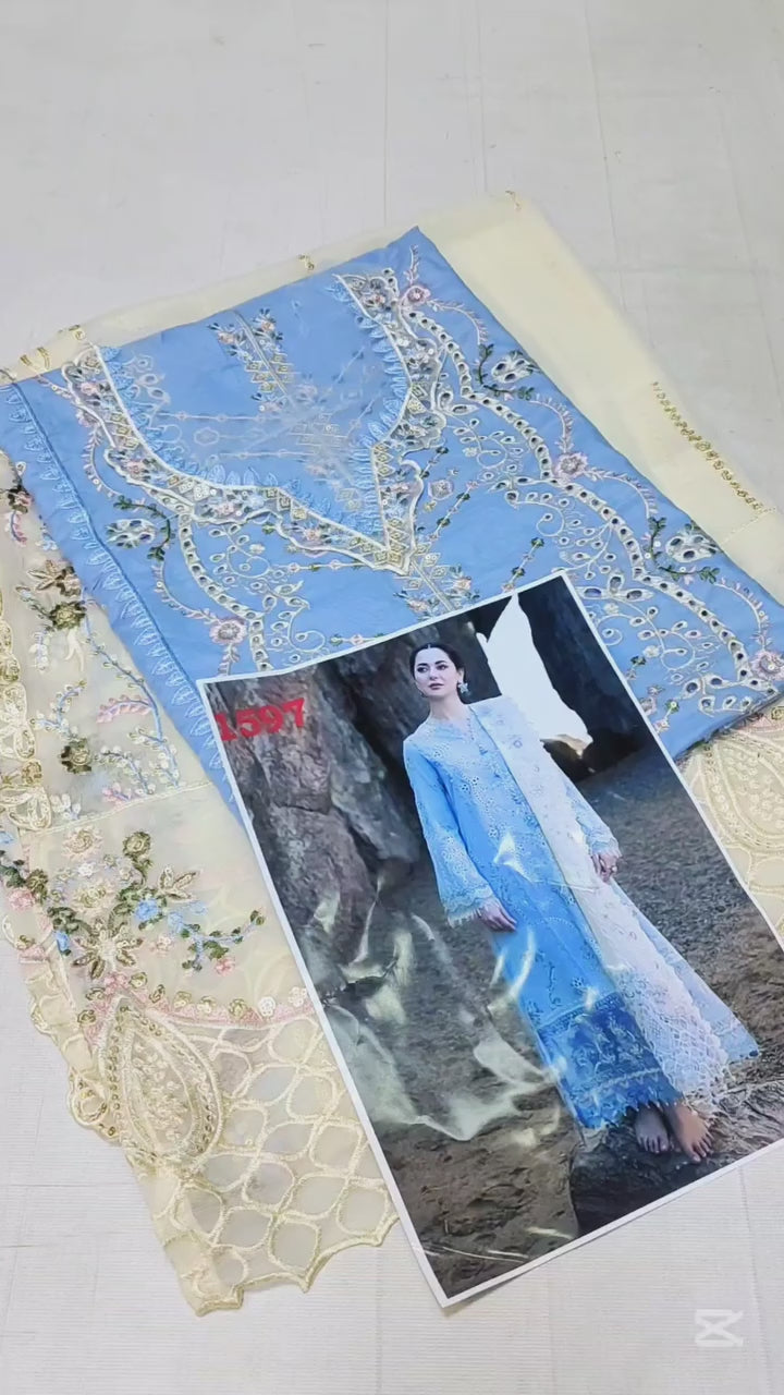 QALAMKAR SAHIL K KINARE LUXURY LAWN COLLECTION| UNSTITCHED MASTER REPLICA BY SHAEBIZ