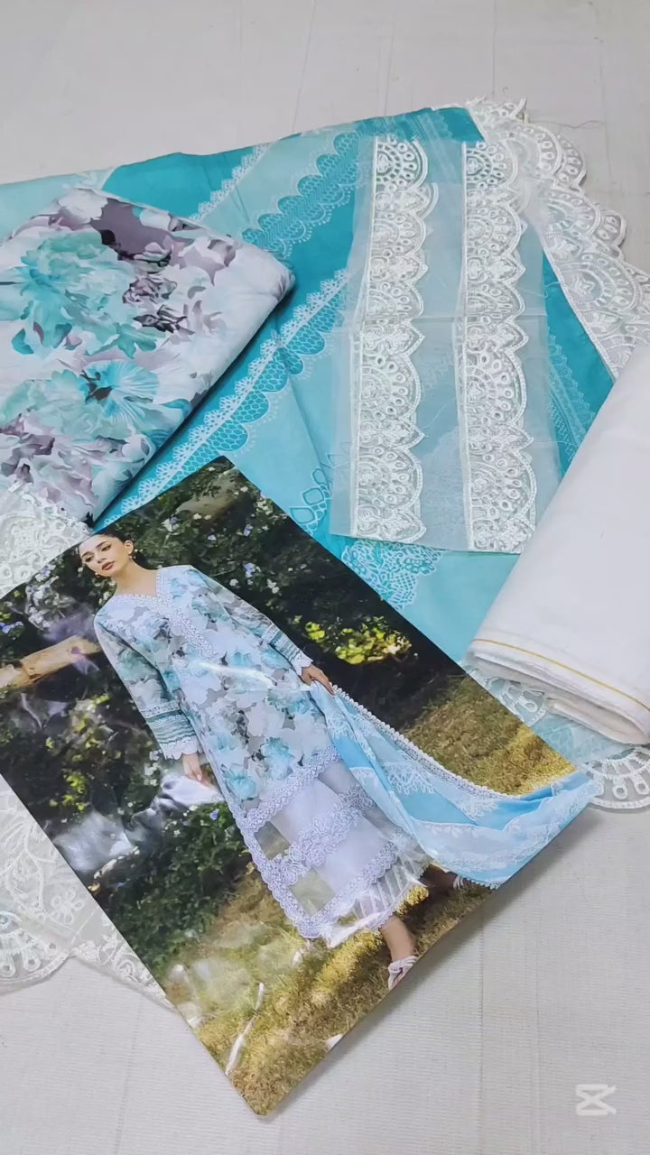 ZAINAB CHOTTANI LUXURY LAWN COLLECTION| UNSTITCHED LAWN 3 PCS| TOP PAKISTANI DRESS BY SHAEBIZ