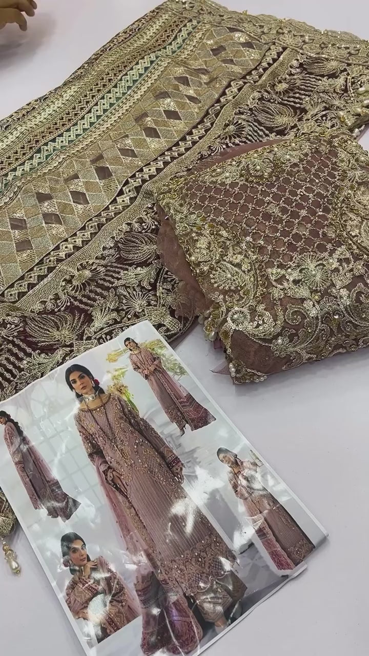 IMROZIA SKILLED PURPLE NET COLLECTION| PARTY WEAR| TOP PAKISTANI DRESS BY SHAEBIZ